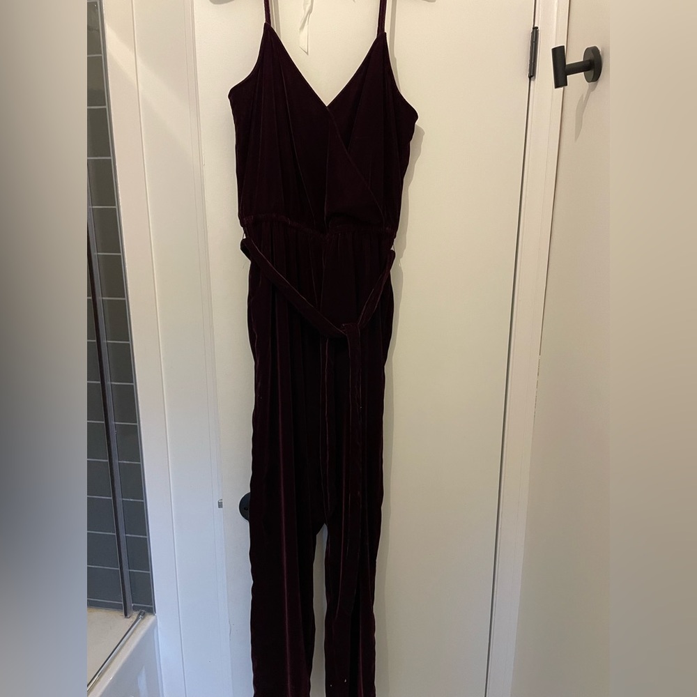 Velvet Cami Wrap-Front Jumpsuit
